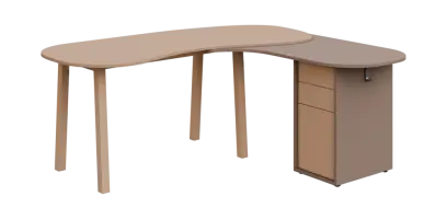 RGY 01 P stůl kancelářský, rohový, pravý, masivní dřevěná podnož, deska 18 mm, široký 1840 mm, neutrální